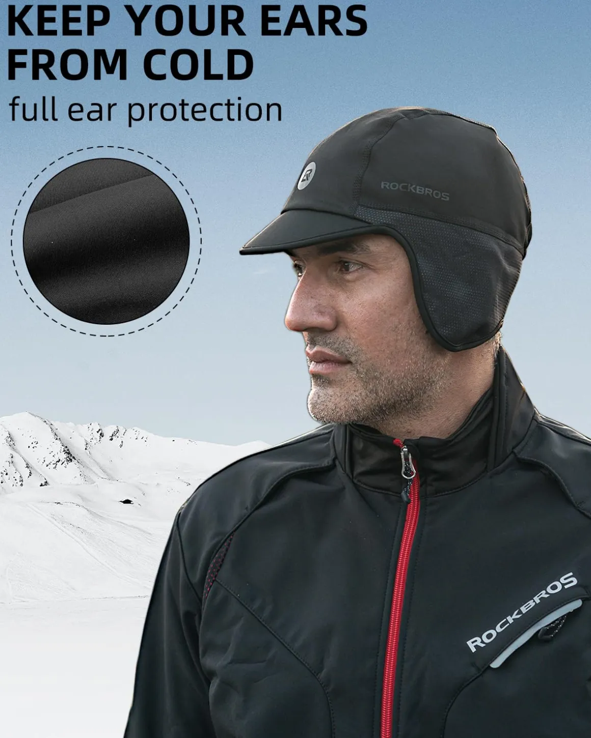 ROCKBROS Winter Cycling Caps for Men Women Windproof Hat with Sun Visor Under Helmet Liner