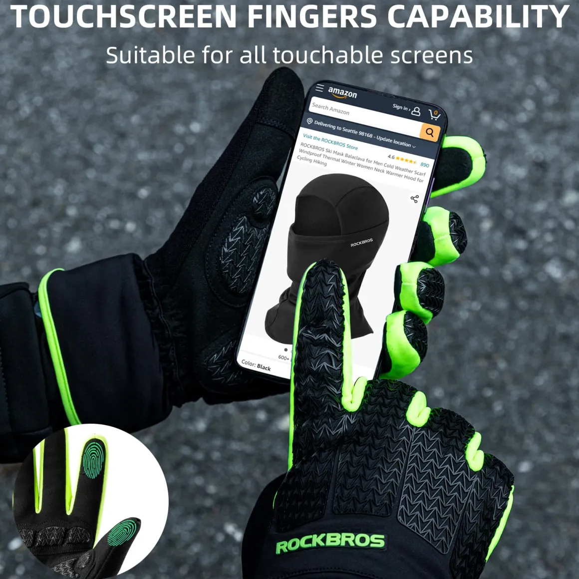 ROCKBROS Winter Cycling Gloves, Windproof Thermal Touchscreen Gloves for Men Women