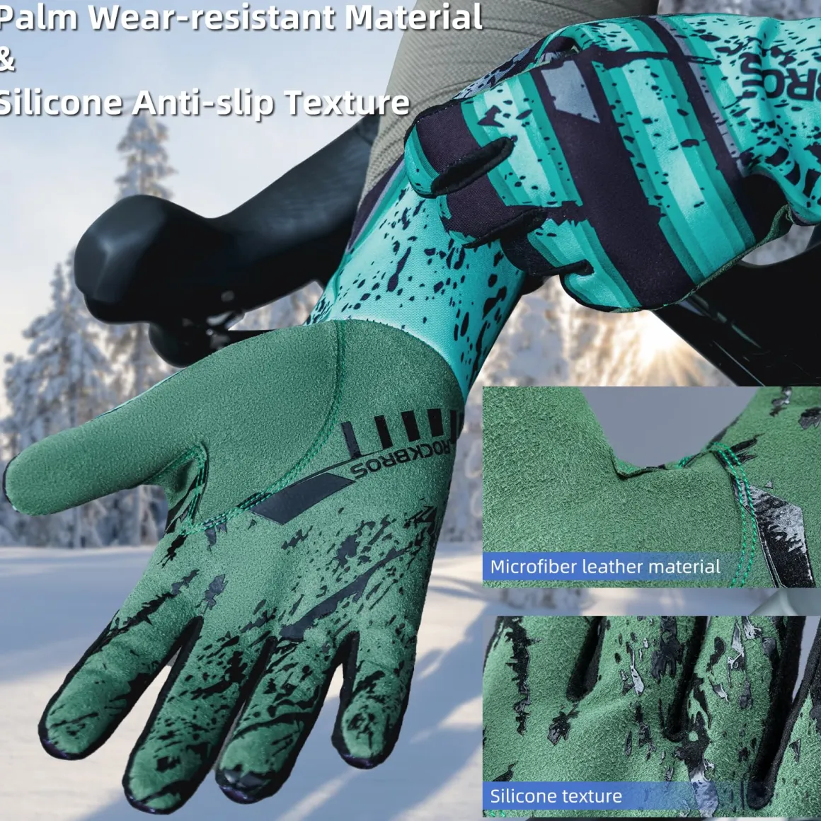ROCKBROS Winter Cycling Gloves Men’s Thermal Windproof Full Finger MTB Gloves