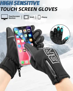 ROCKBROS Winter Cycling Gloves, Water-Resistant, Touch Screen, Anti-Slip Full Finger Gloves