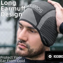 ROCKBROS Winter Cycling Skull Cap Thermal Helmet Liner with Earflaps for Men Women