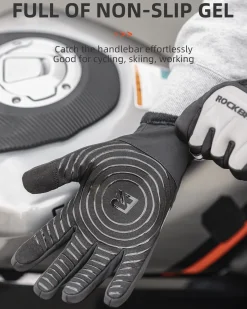 ROCKBROS Winter Cycling Thermal Running Ski Touchscreen Snow Gloves for Outdoor Sports
