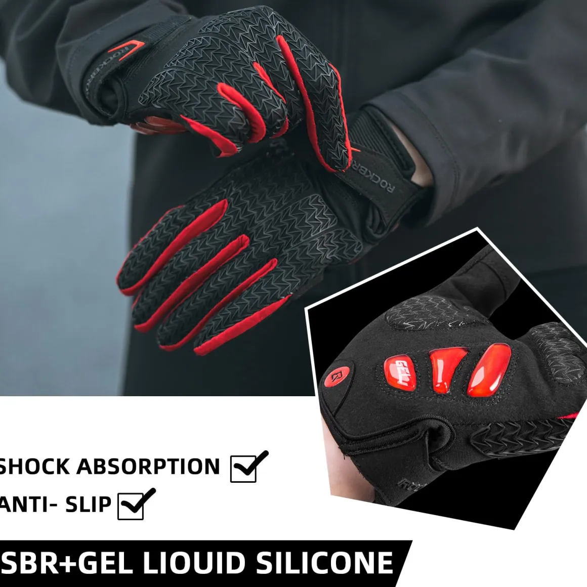 ROCKBROS Winter Cycling Windproof Anti-Slip Thermal Bike Gloves for Cycling,Biking,Running