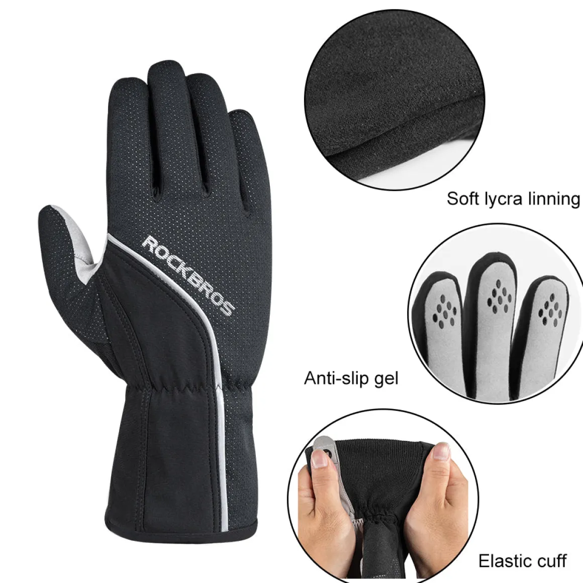 ROCKBROS Winter Gloves for Men Women Winter Cycling Gloves Windproof