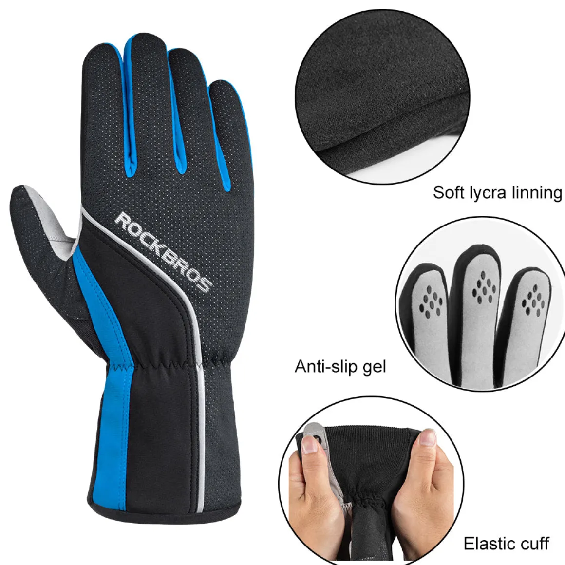 ROCKBROS Winter Gloves for Men Women Winter Cycling Gloves Windproof