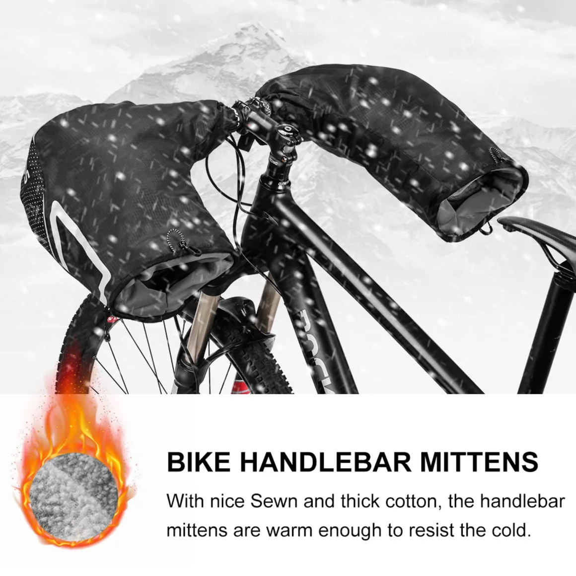 ROCKBROS Winter Handlebar Mittens - Extreme Cold Weather MTB Fat Bike Pogies