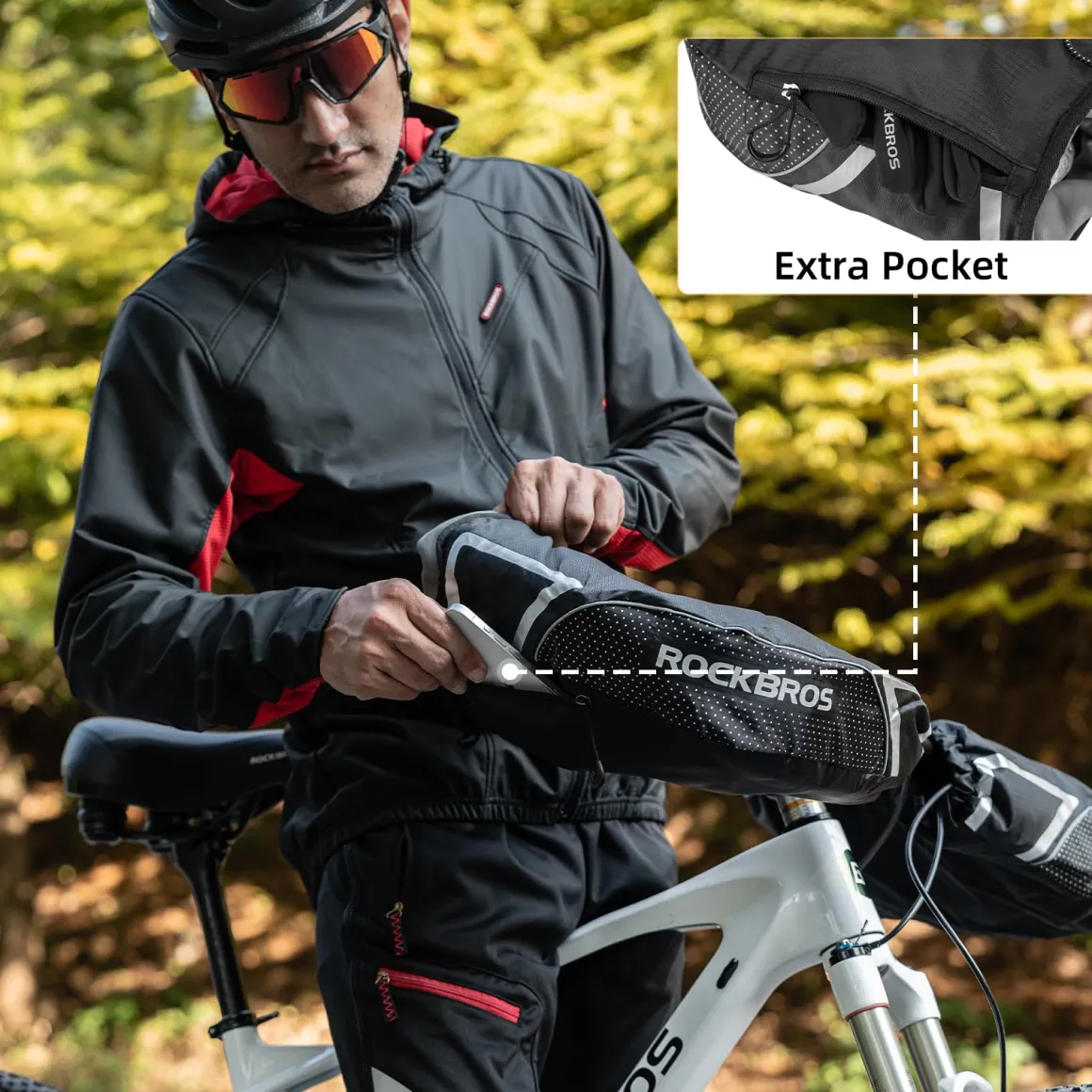 ROCKBROS Winter Handlebar Mittens - Extreme Cold Weather MTB Fat Bike Pogies