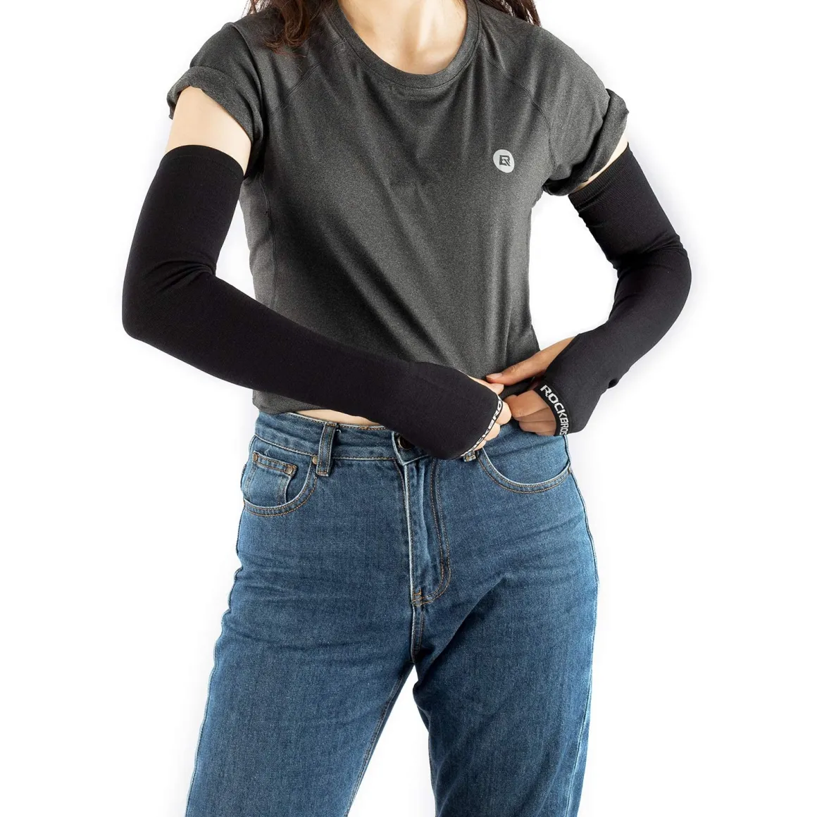 ROCKBROS Winter Knit Arm Warmers, Long Fingerless Sleeves for Women Men