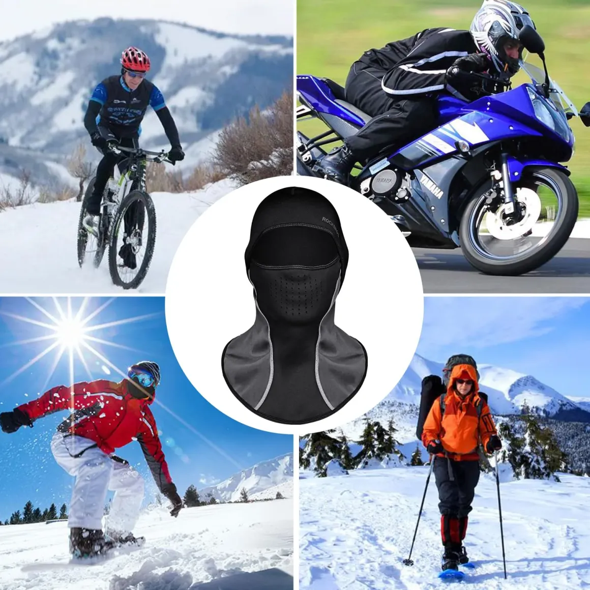 ROCKBROS Winter Ski Mask with Filter Pocket, Full Face Balaclava for Men Women