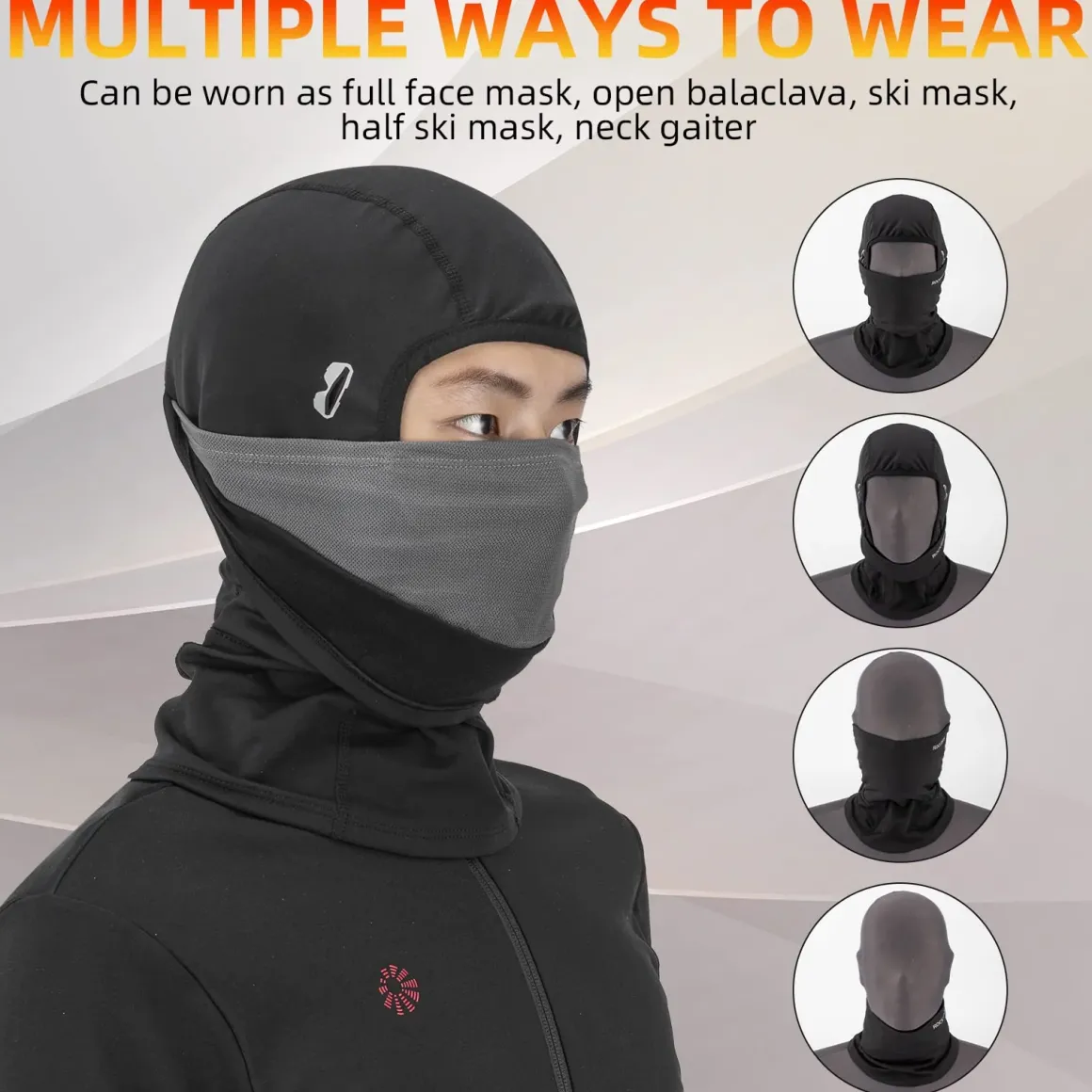 ROCKBROS Winter Ski Mask with Filter Pocket, Full Face Balaclava for Men Women