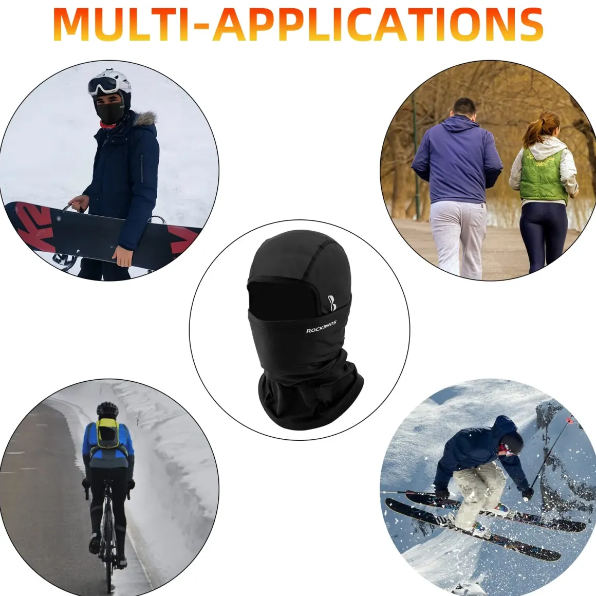 ROCKBROS Winter Ski Mask with Filter Pocket, Full Face Balaclava for Men Women