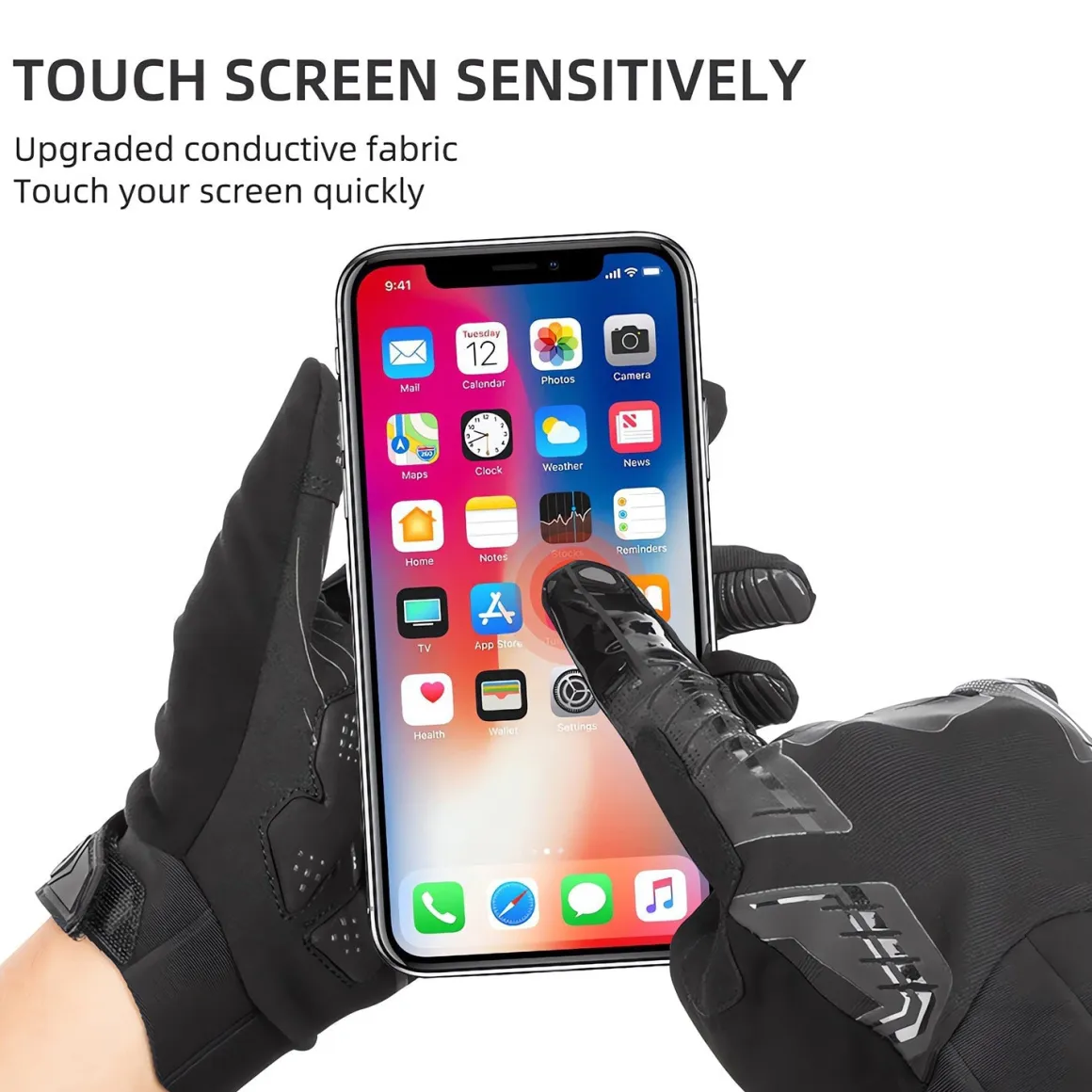 ROCKBROS Winter Windproof Silicone Full-Finger Cycling Gloves