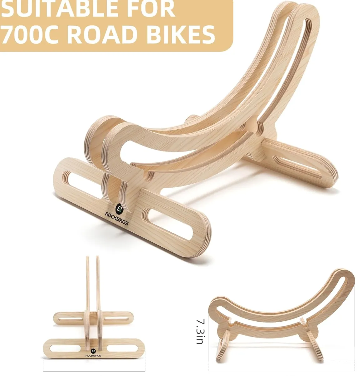 ROCKBROS Wooden Bike Stand Stylish Stable Storage
