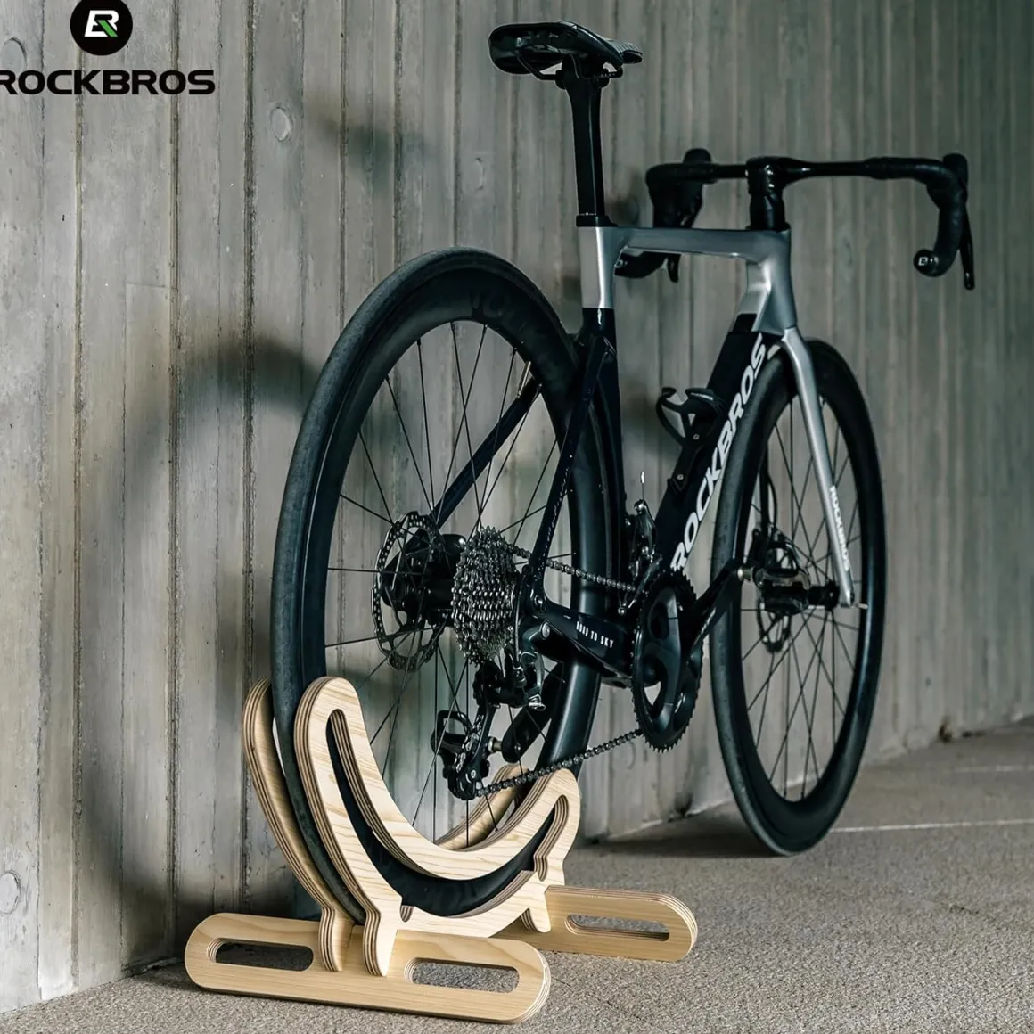 ROCKBROS Wooden Bike Stand Stylish Stable Storage