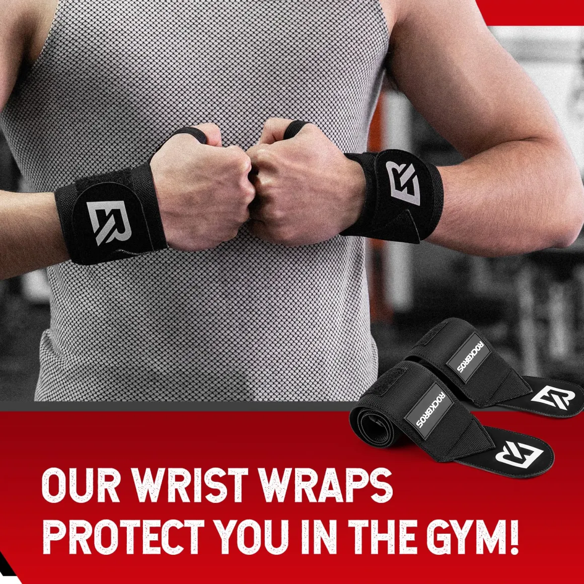 ROCKBROS 22” Wrist Wraps with Thumb Loop Premium Quality for Weightlifting