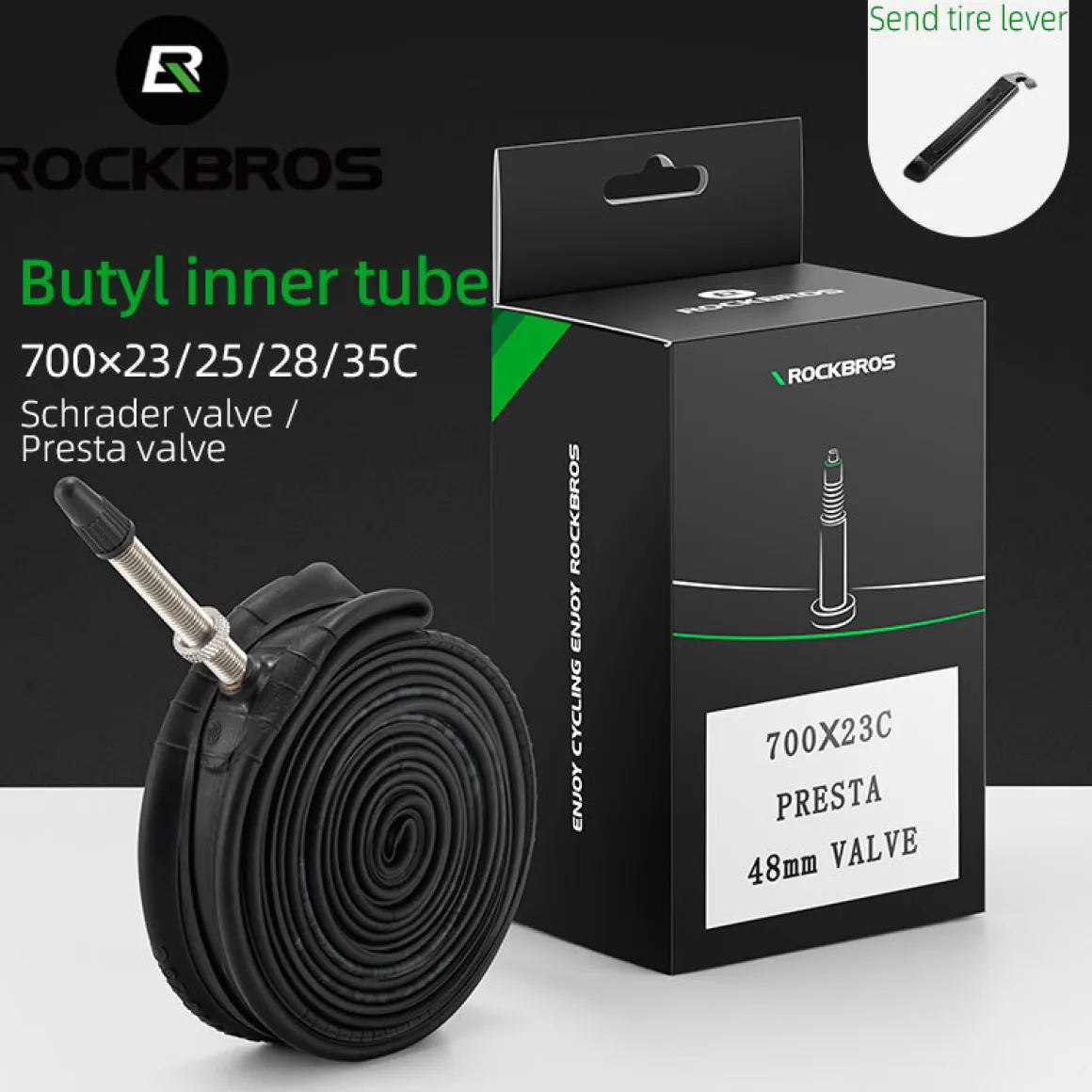 ROCKBROS 700X23/25/28/35C Road Bike Inner Tube 48mm Presta/Schrader Valve High Self Sealing Butyl Rubber