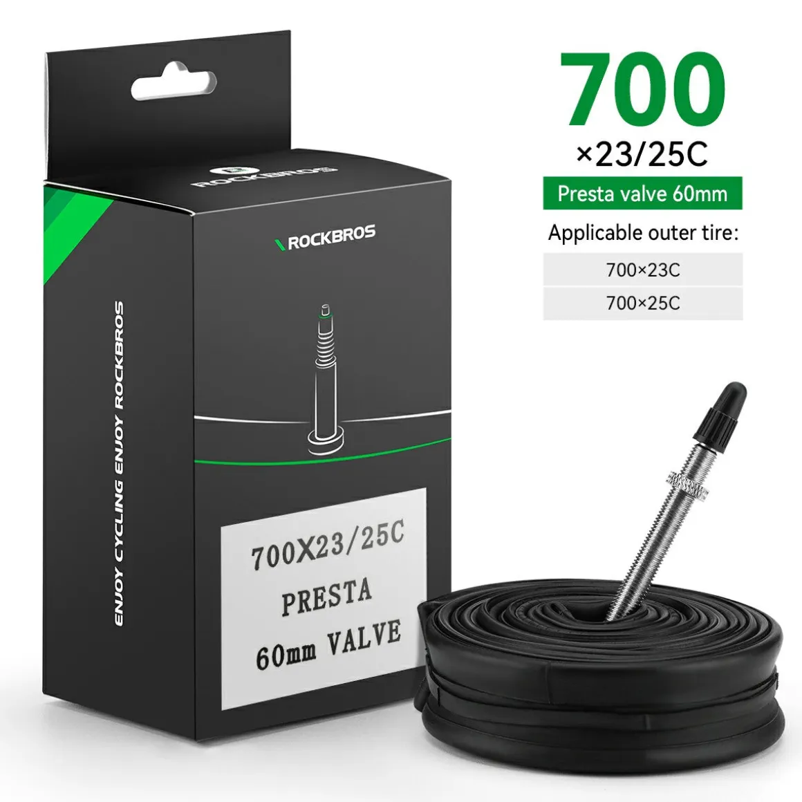 ROCKBROS 700X23/25/28/35C Road Bike Inner Tube 48mm Presta/Schrader Valve High Self Sealing Butyl Rubber
