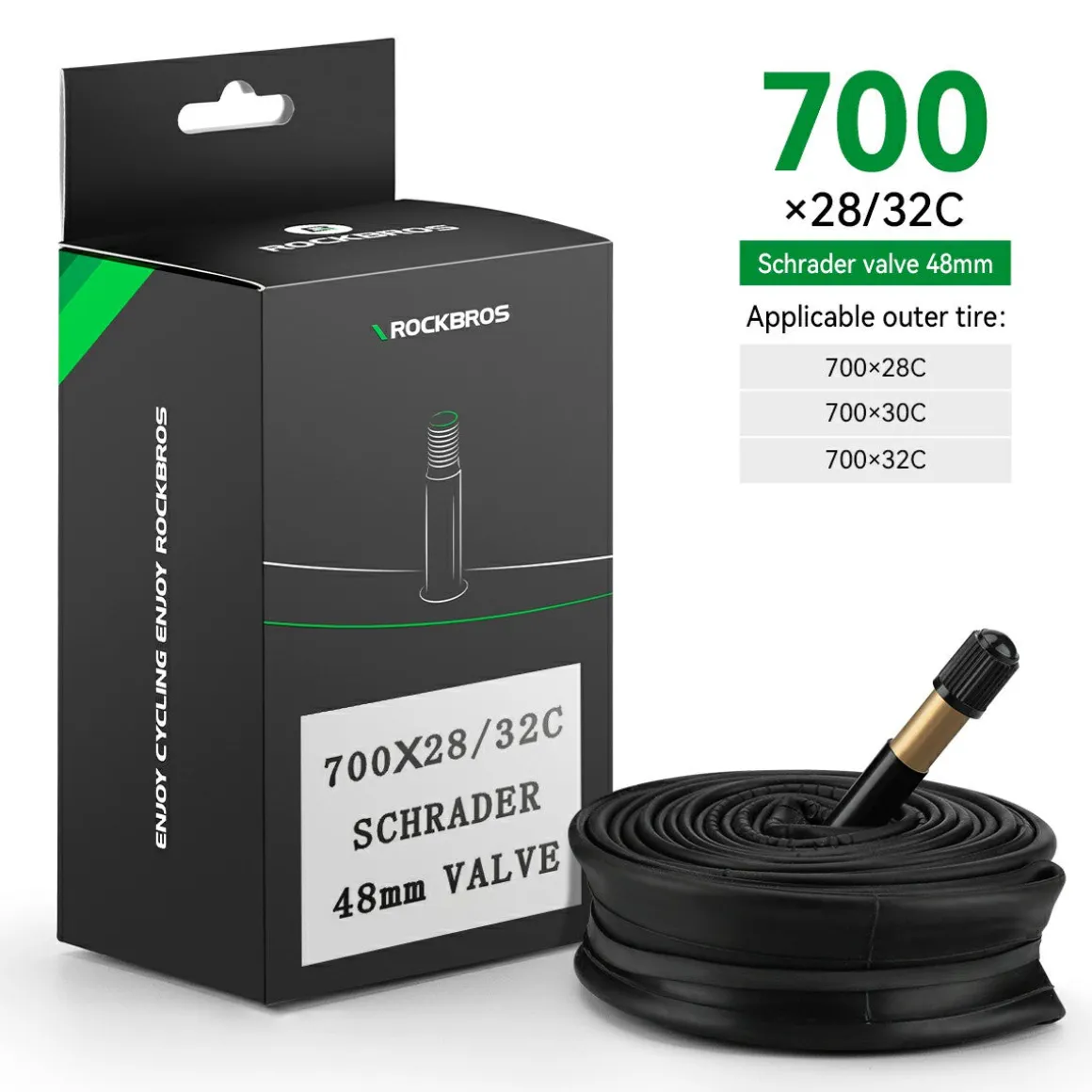 ROCKBROS 700X23/25/28/35C Road Bike Inner Tube 48mm Presta/Schrader Valve High Self Sealing Butyl Rubber