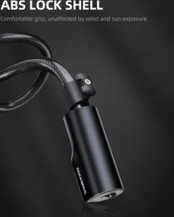 ROCKRBOS Bike Cable Lock with Key, ABS Lock Shell, 2 Keys & 1 Mount Bracket