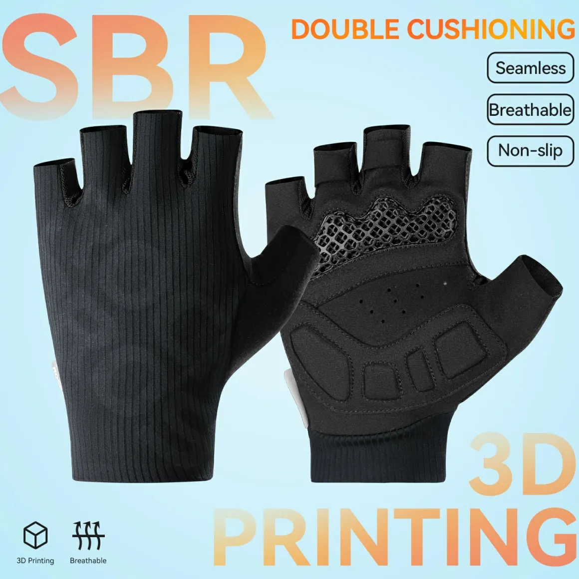 S405 Cycling Half-Finger Gloves 3D-Pinted Palm Pad