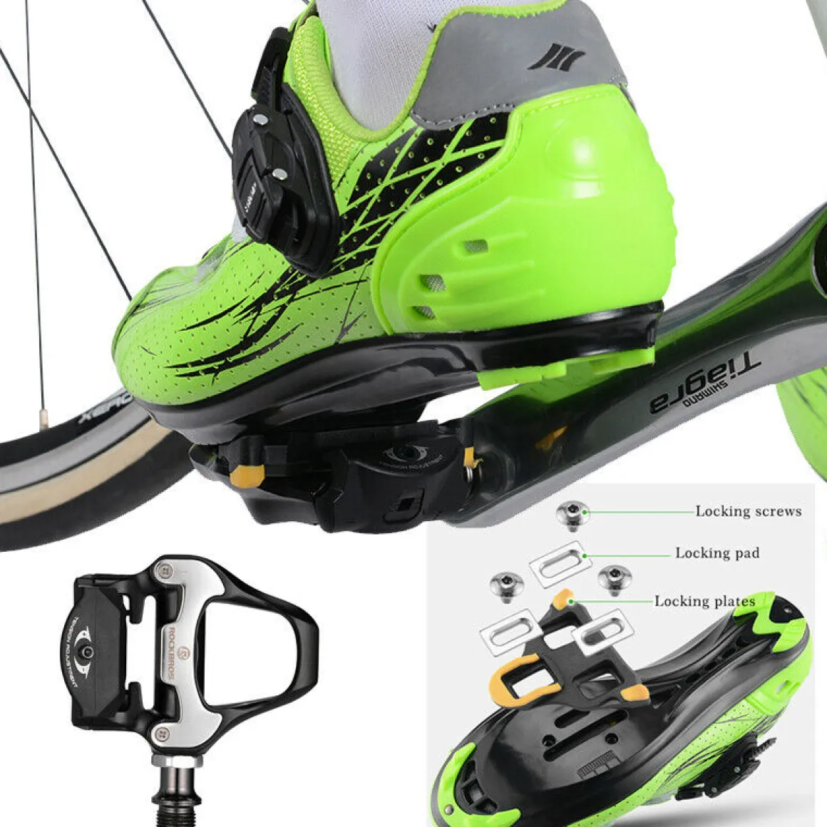 Self-Lock Road Bike Pedals with Shimano SPD-SL/Look KEO Cleat System (Pair)