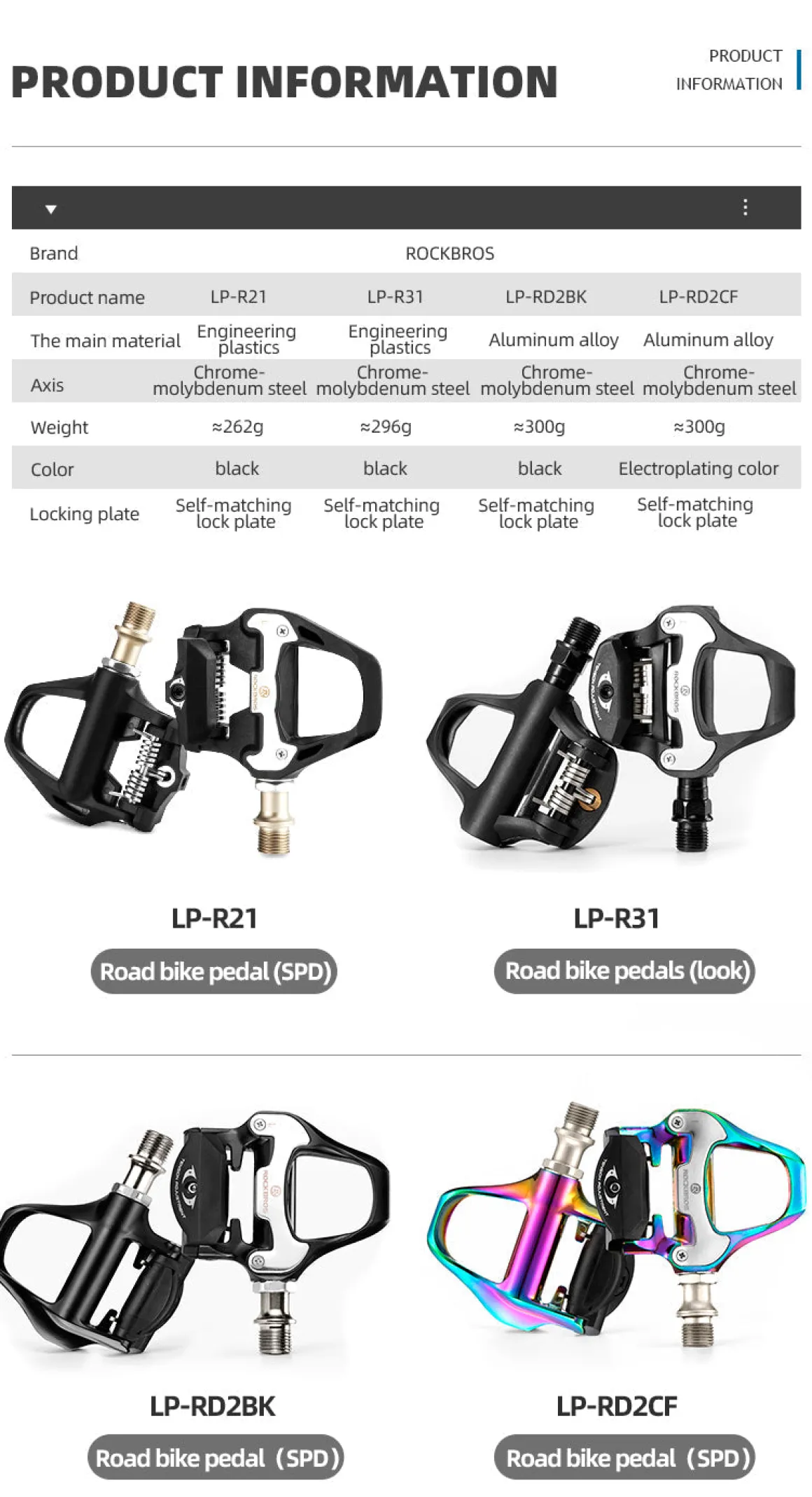 Self-Lock Road Bike Pedals with Shimano SPD-SL/Look KEO Cleat System (Pair)