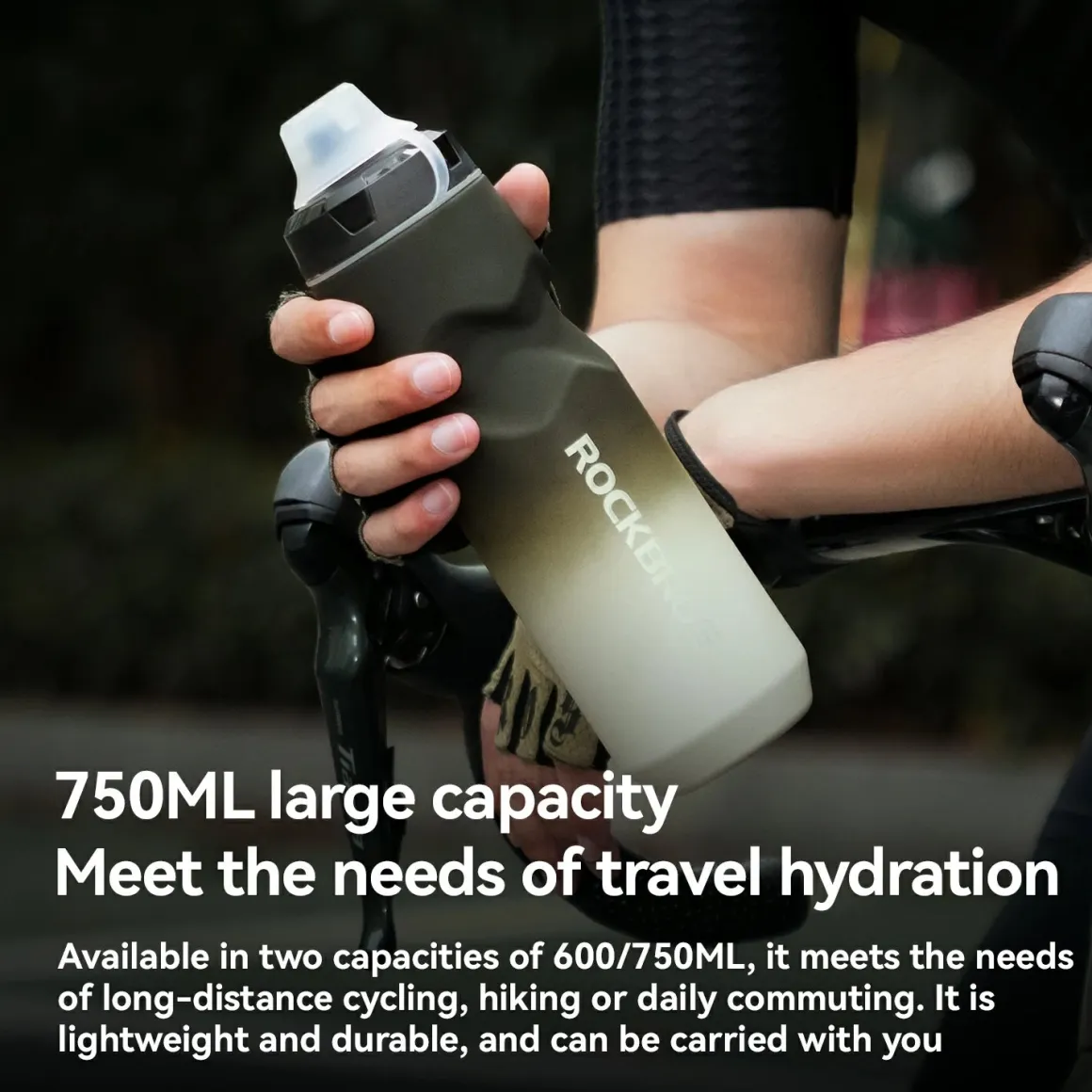 Skin-Feeling Bike Bottle with Pull-Top Lid – Lightweight Leakproof 600/750ml