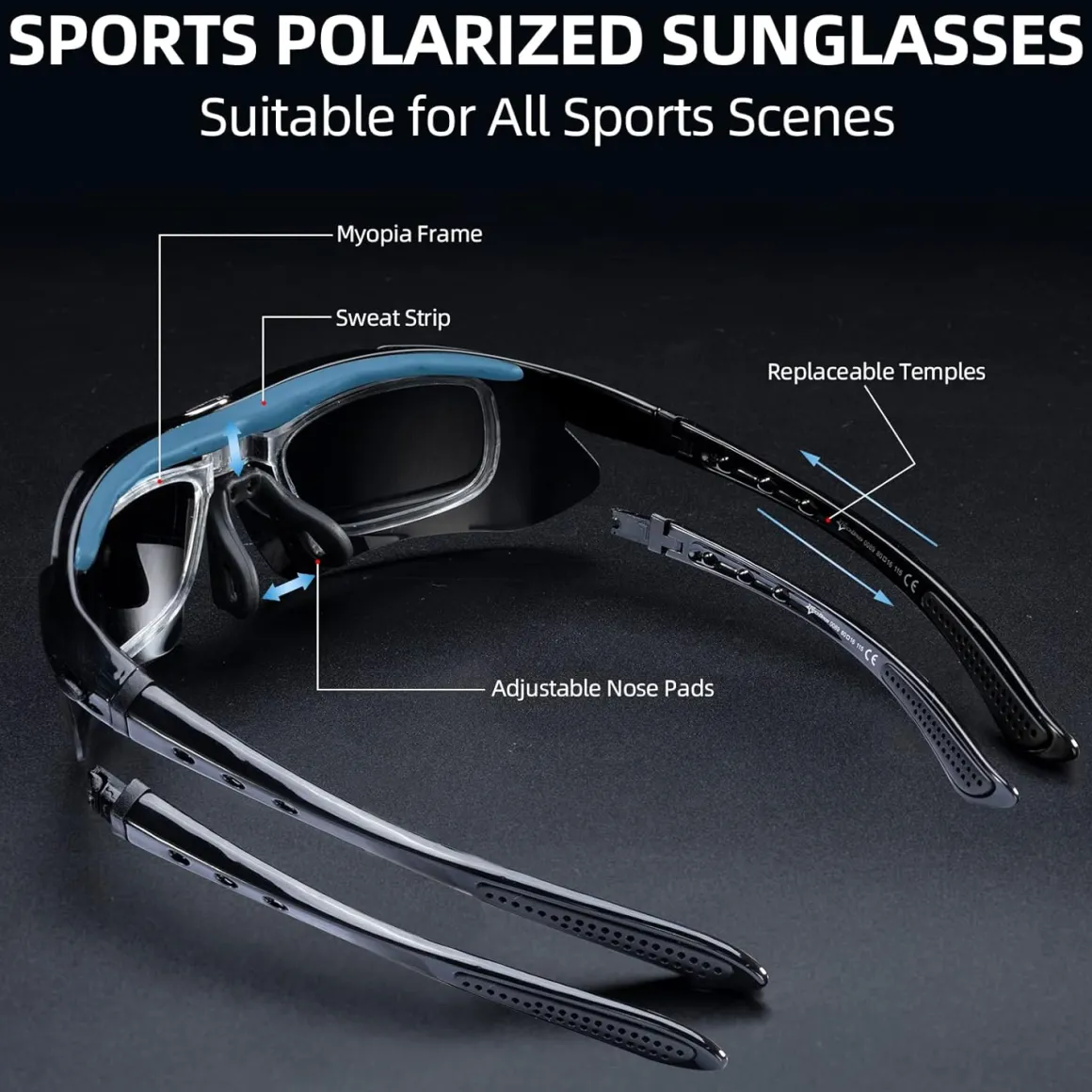 Slim Polarized Sports Sunglasses with 4 Lenses
