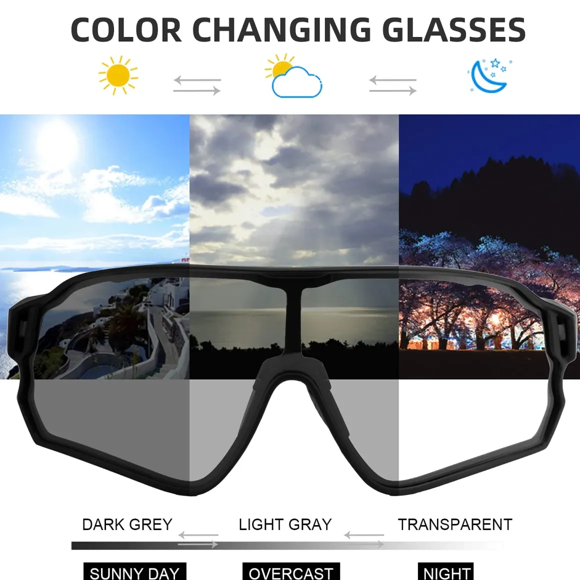 Thickened PC Lens Photochromic Sunglasses (UV400)