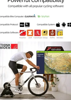 ThinkRider A1 Bike Trainer 11-Speed Cassette ANT+ Bluetooth Simulates 3% Slope