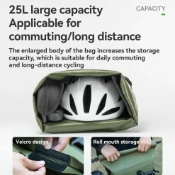 TL-153 25L Seamless 100% Waterproof Bike Panniers Rear Rack Bicycle Bag ROAD TO SKY