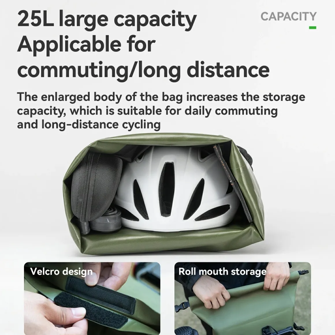 TL-153 25L Seamless 100% Waterproof Bike Panniers Rear Rack Bicycle Bag ROAD TO SKY