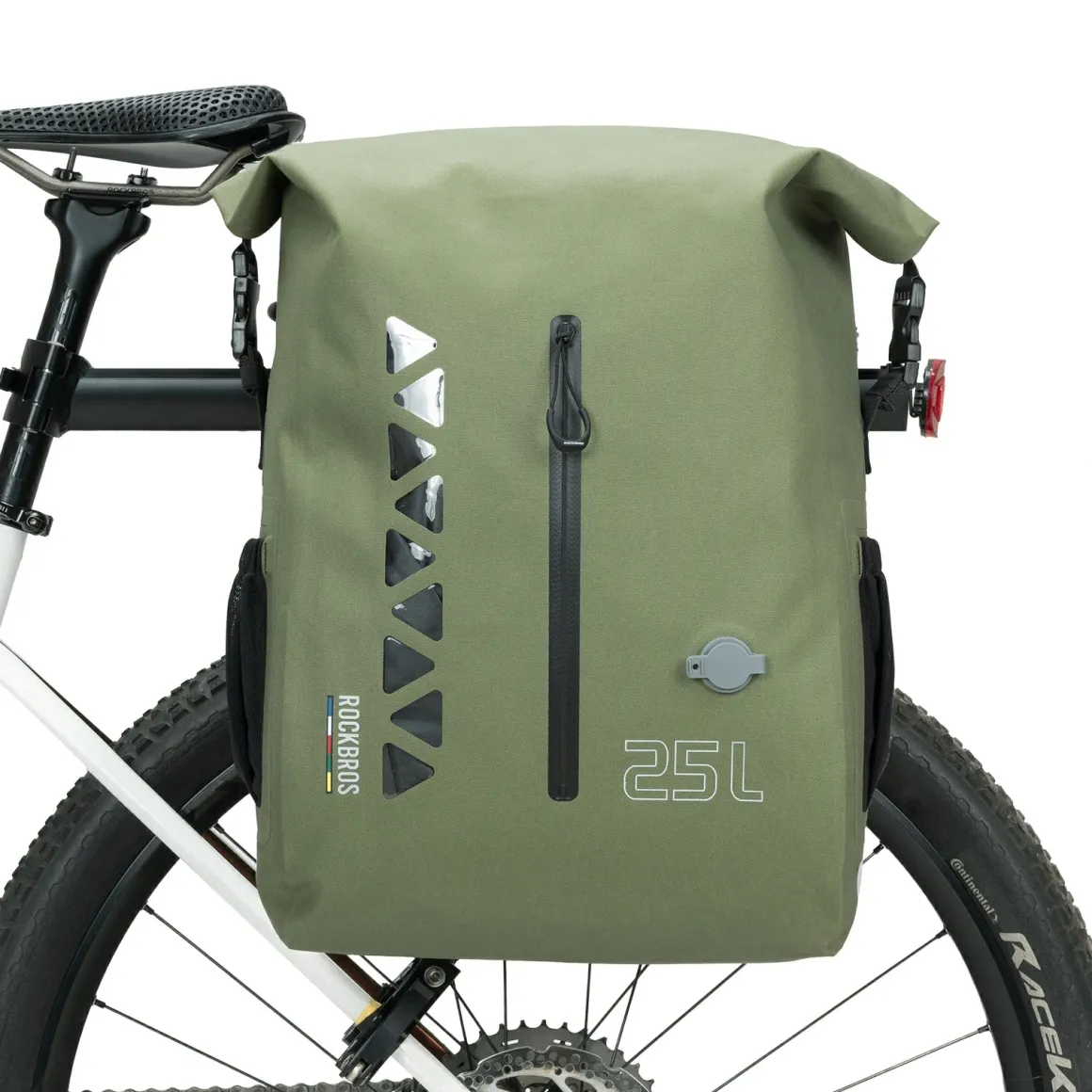 TL-153 25L Seamless 100% Waterproof Bike Panniers Rear Rack Bicycle Bag ROAD TO SKY