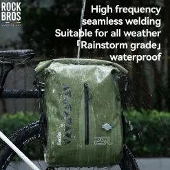 TL-153 25L Seamless 100% Waterproof Bike Panniers Rear Rack Bicycle Bag ROAD TO SKY