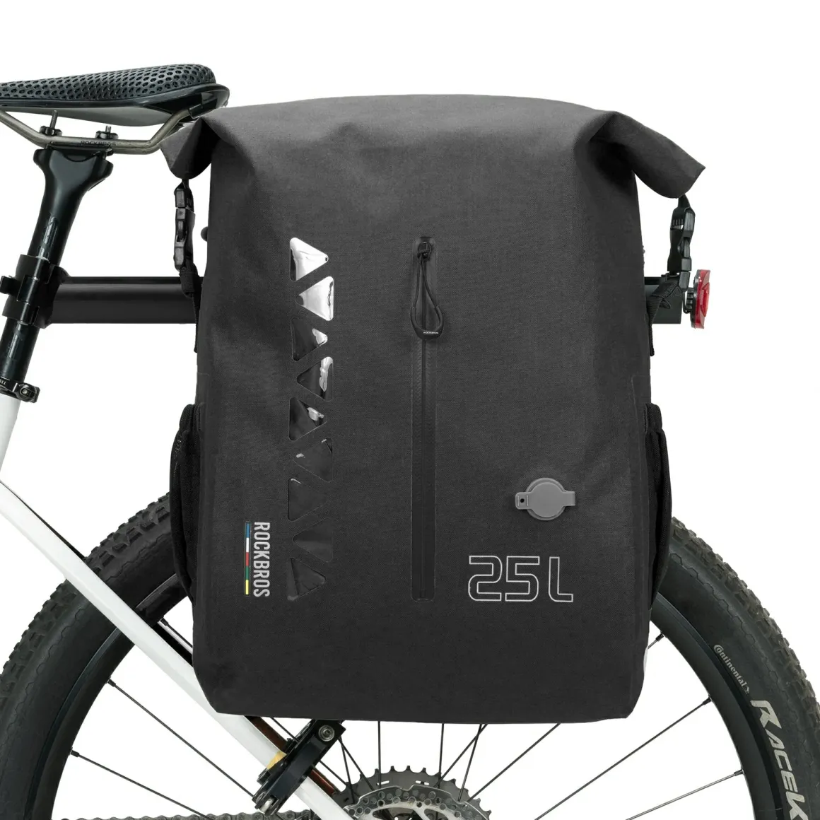 TL-153 25L Seamless 100% Waterproof Bike Panniers Rear Rack Bicycle Bag ROAD TO SKY