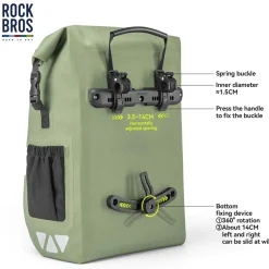TL-153 25L Seamless 100% Waterproof Bike Panniers Rear Rack Bicycle Bag ROAD TO SKY