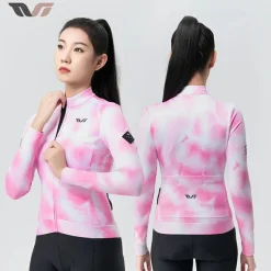 TVI Cycling Jersey Fleece Long Sleeve for 41–68 °F-Fantasy Pink