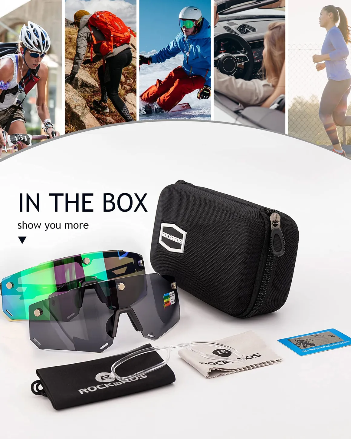 Unisex Polarized Cycling Glasses with 2 Replaceable Lenses