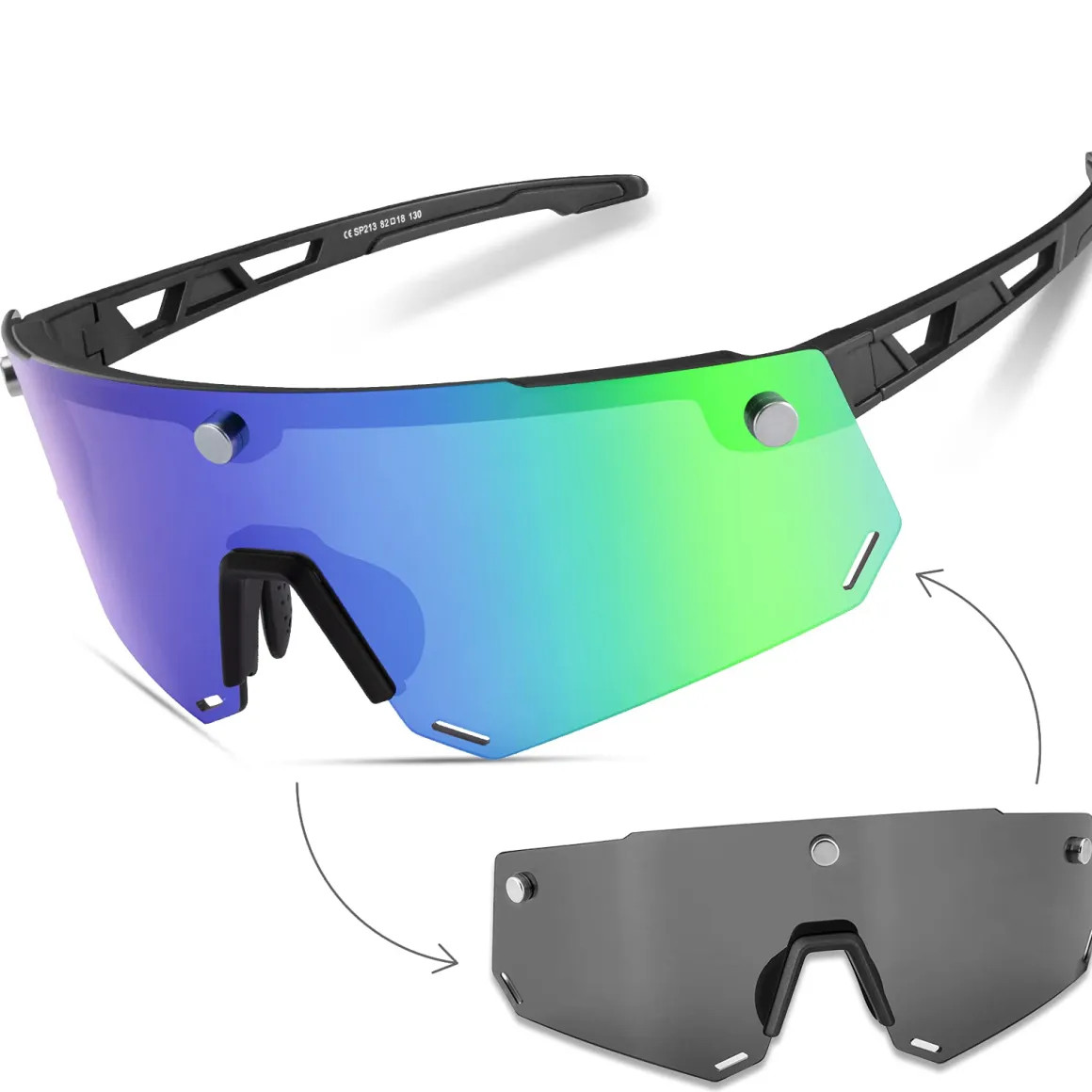 Unisex Polarized Cycling Glasses with 2 Replaceable Lenses