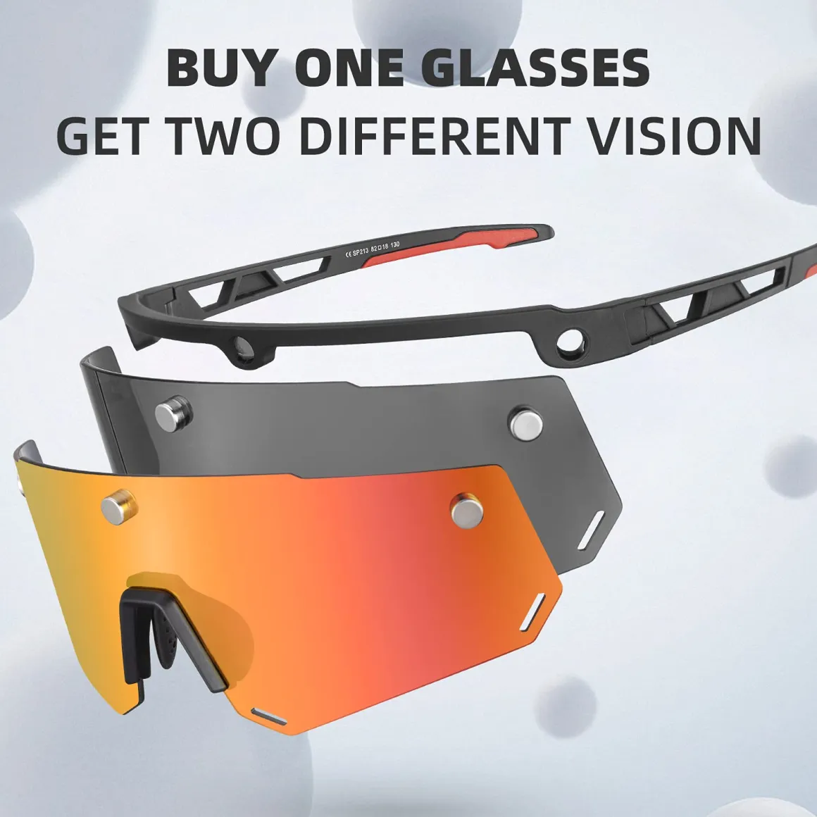 Unisex Polarized Cycling Glasses with 2 Replaceable Lenses