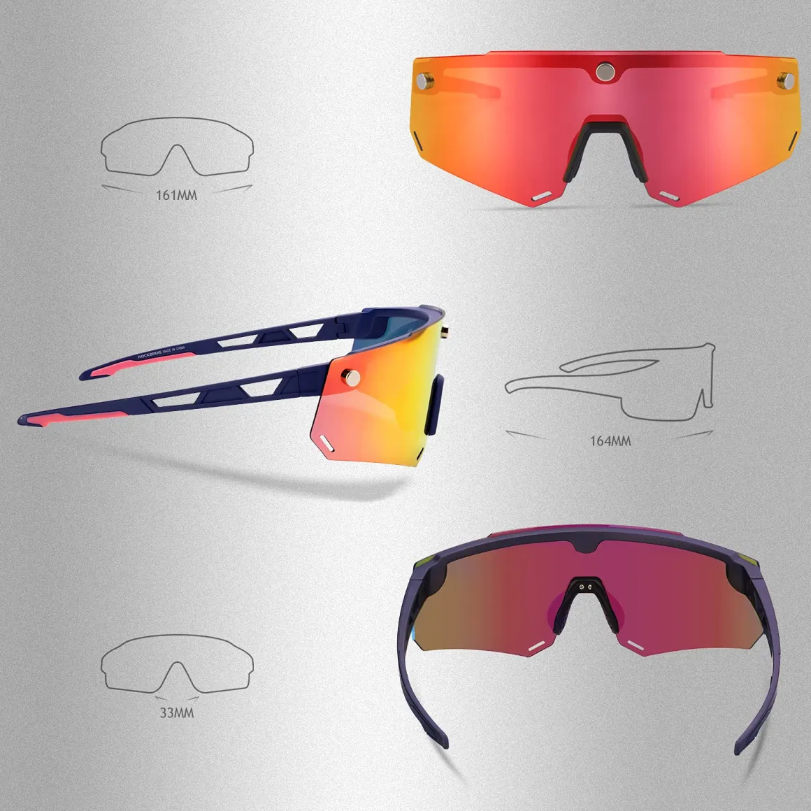 Unisex Polarized Cycling Glasses with 2 Replaceable Lenses