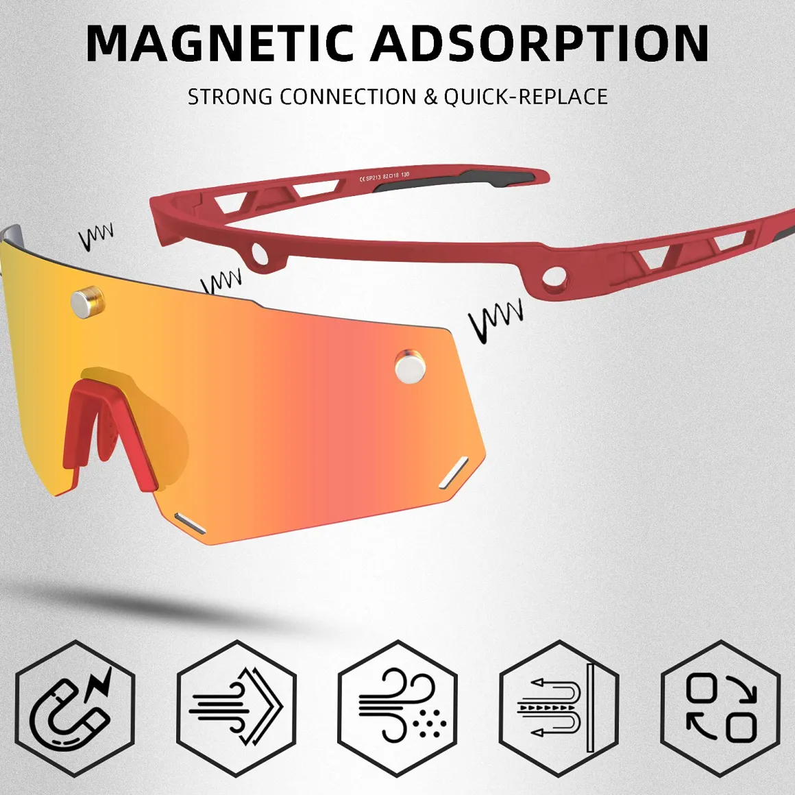 Unisex Polarized Cycling Glasses with 2 Replaceable Lenses