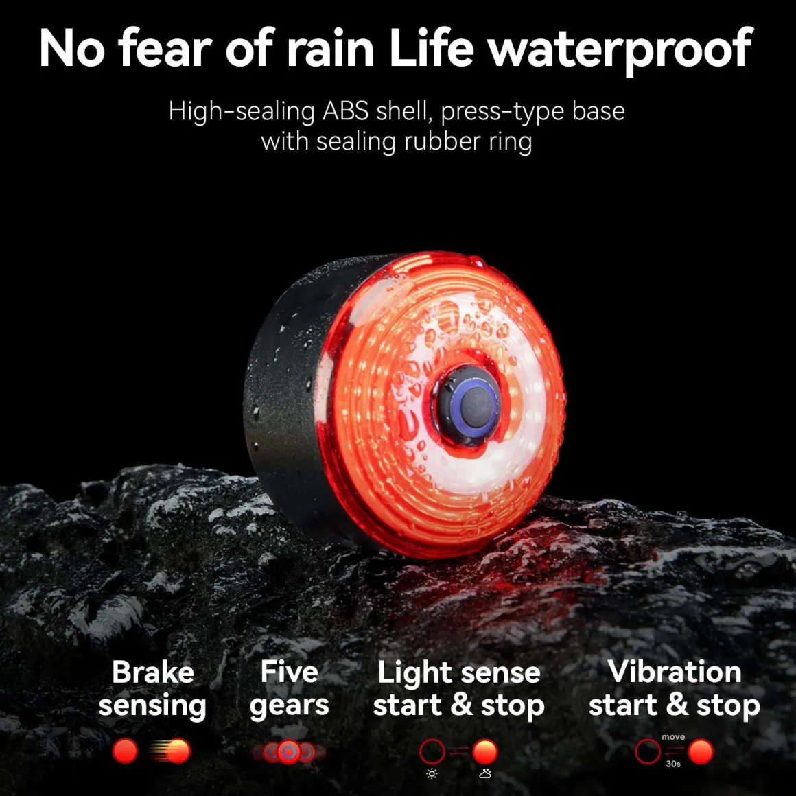 Waterproof Bicycle Tail Bag with Smart Light 0.8L