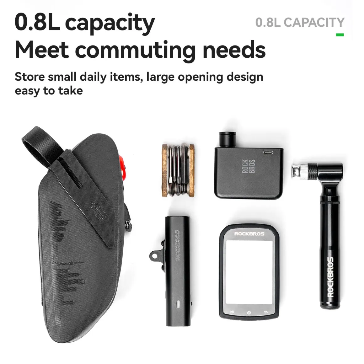 Waterproof Bicycle Tail Bag with Smart Light 0.8L