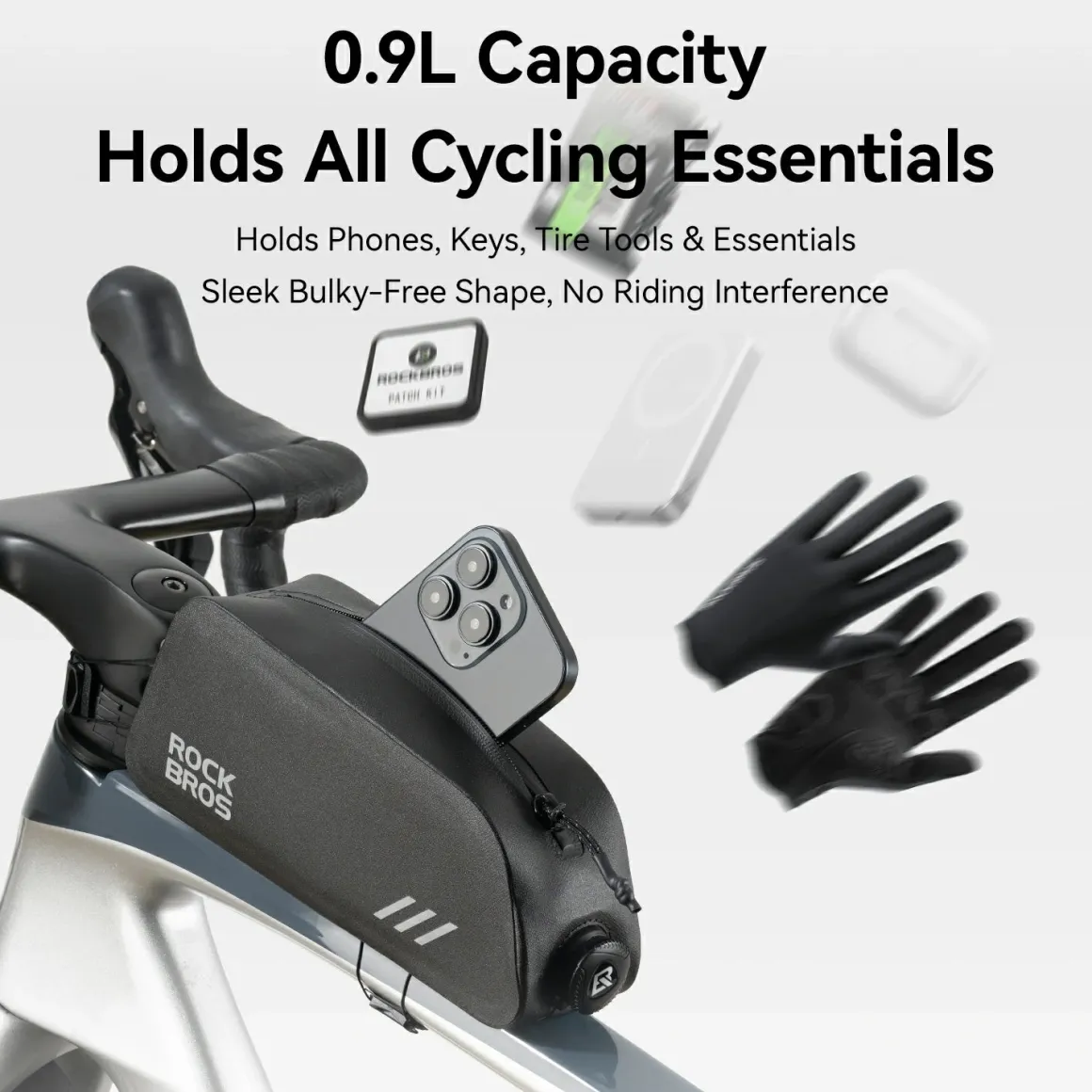 100% Waterproof Bike Frame Bag 0.9L