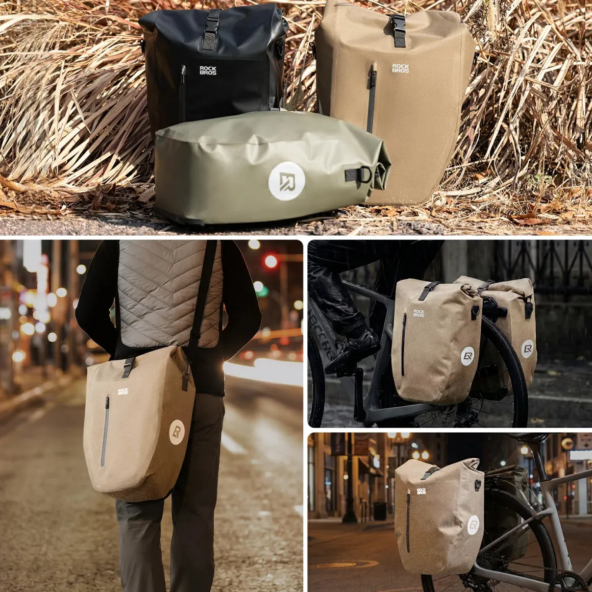 Waterproof Bike Rack Bag 20L Roll-Top Rear Pannier