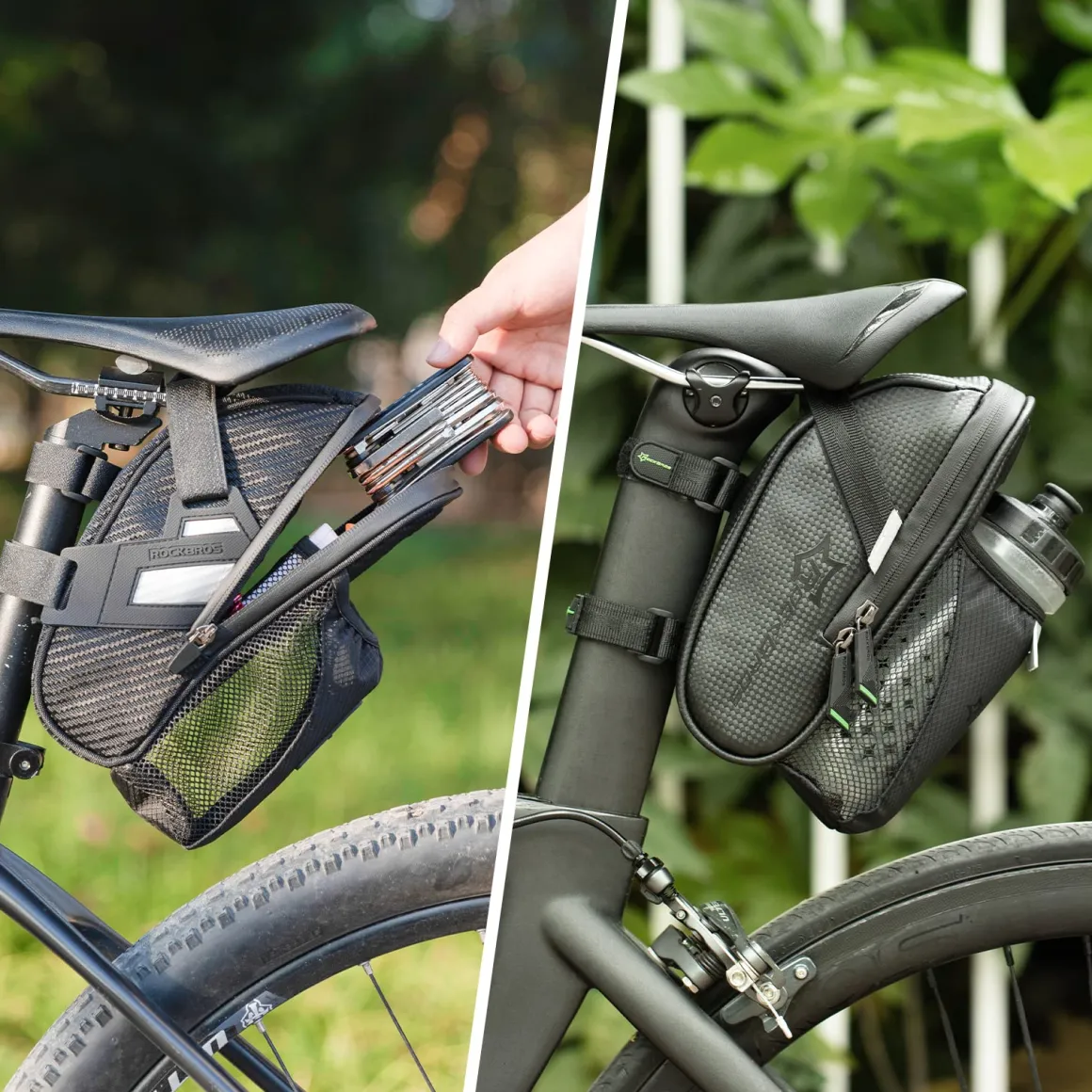 Waterproof Bike Saddle Bag with Bottle Holder