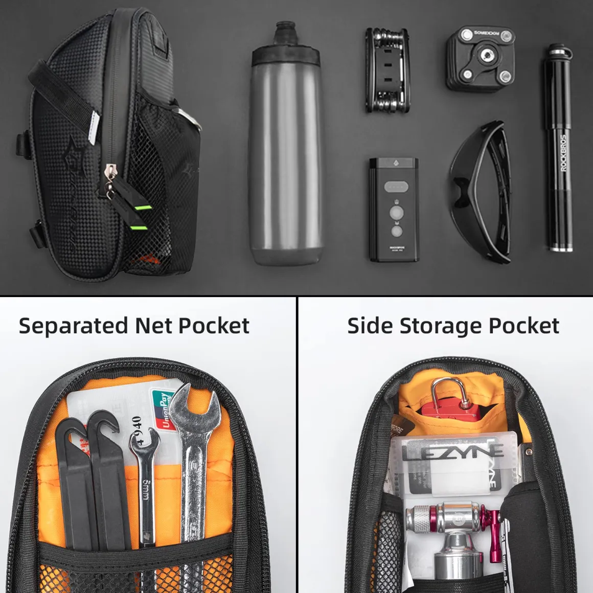 Waterproof Bike Saddle Bag with Bottle Holder