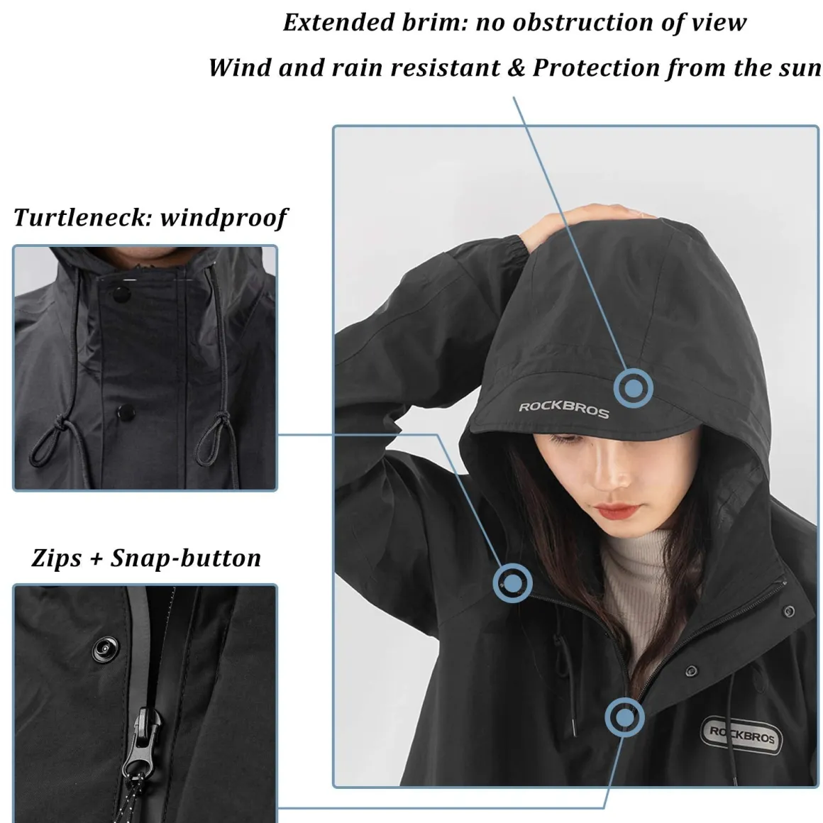 Waterproof Raincoat for Men Women with Reflective