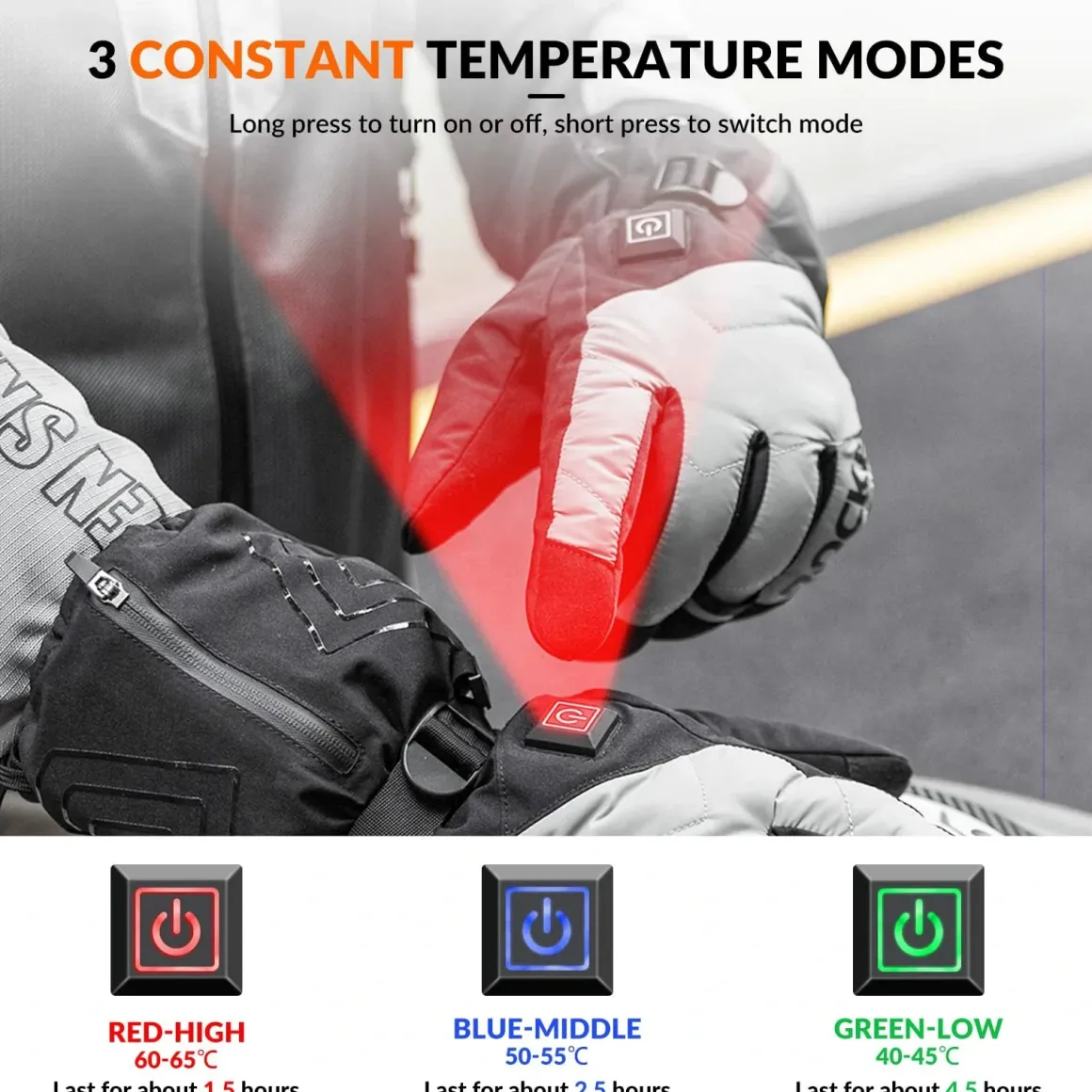 Winter Cycling Gloves Electric Heated Touch Screen